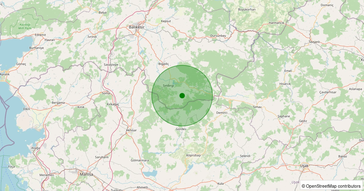 03 Kasım 2025 saat 02:44 - Sındırgı - Işıklar - 1.60ml depreminin harita gösterimi