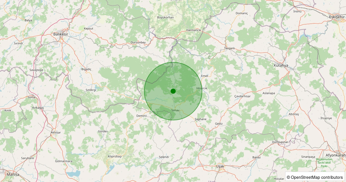 03 Kasım 2025 saat 04:05 - Simav - Yemişli Köyü - 1.20ml depreminin harita gösterimi
