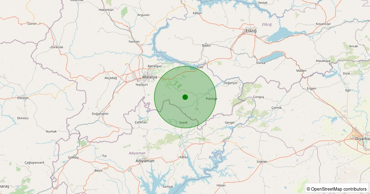 03 Kasım 2025 saat 03:56 - Pütürge - Söğütlü Köyü - 1.30ml depreminin harita gösterimi