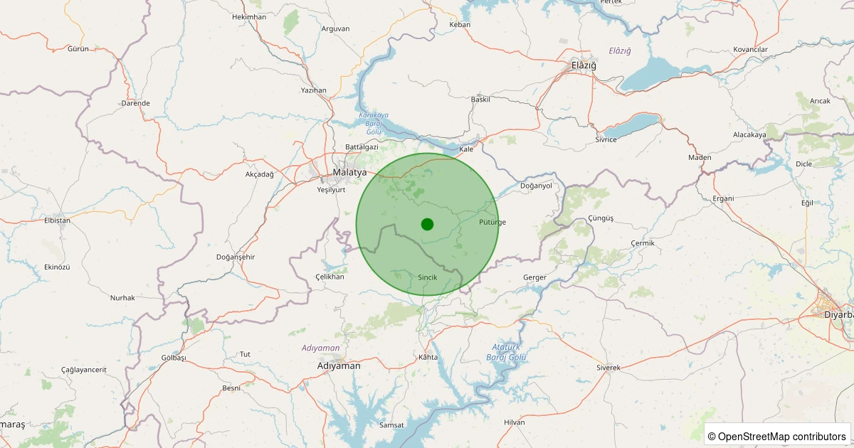 03 Kasım 2025 saat 09:01 - Battalgazi - Yaygın Köyü - 1.80ml depreminin harita gösterimi