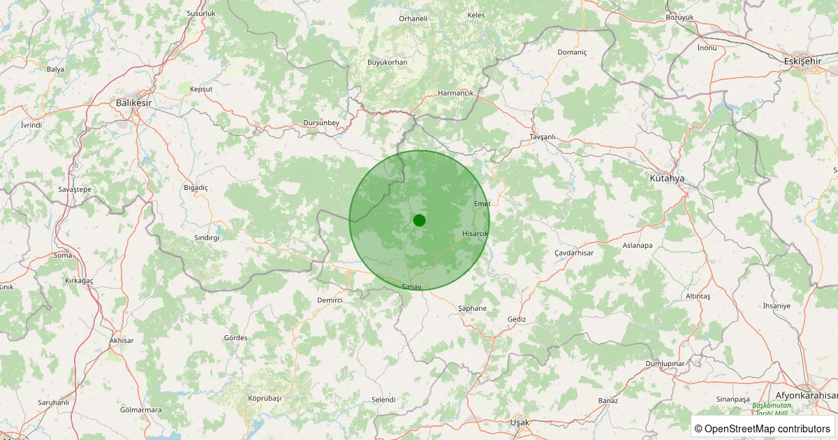 05 Ekim 2025 saat 11:42 - Simav - Eğdemir Köyü - 1.70ml depreminin harita gösterimi
