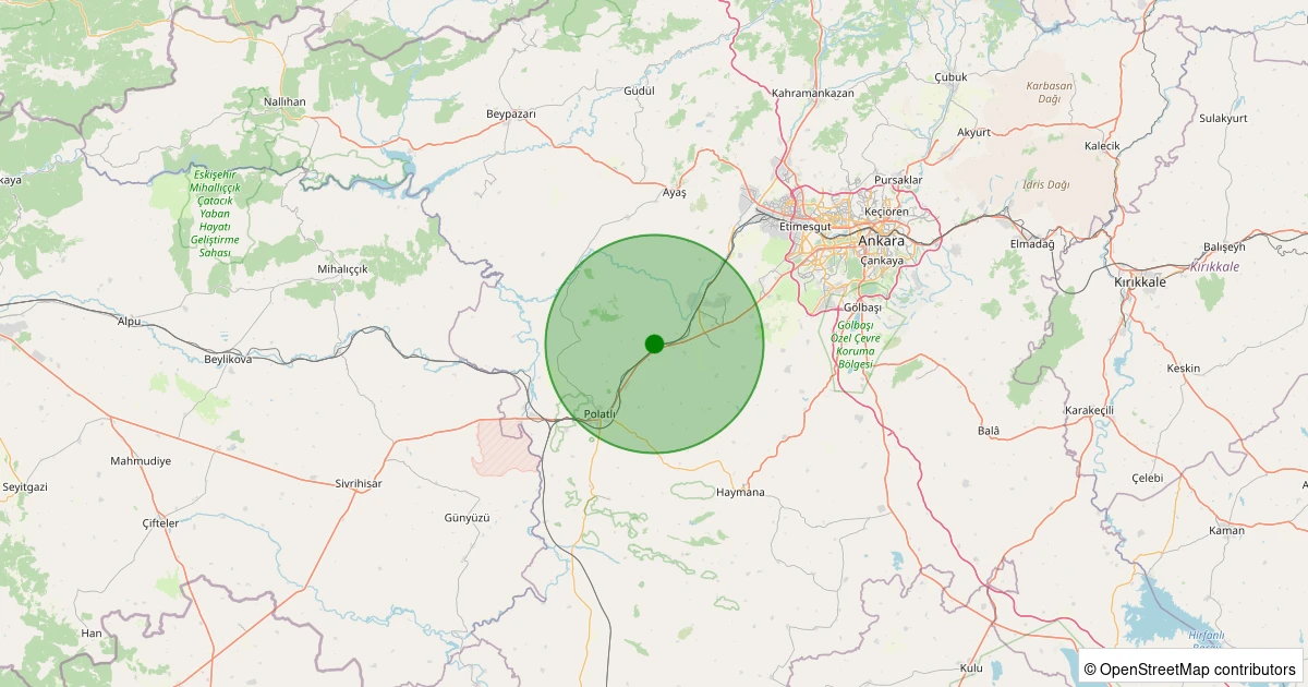 03 Kasım 2025 saat 09:42 - Polatlı - Gedikli - 1.70ml depreminin harita gösterimi