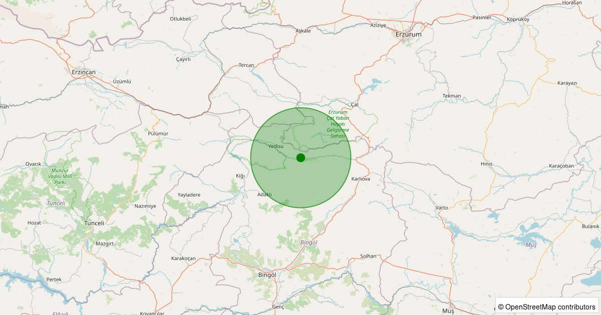 03 Kasım 2025 saat 10:20 - Karlıova - Kaynarpınar Köyü - 1.70ML depreminin harita gösterimi