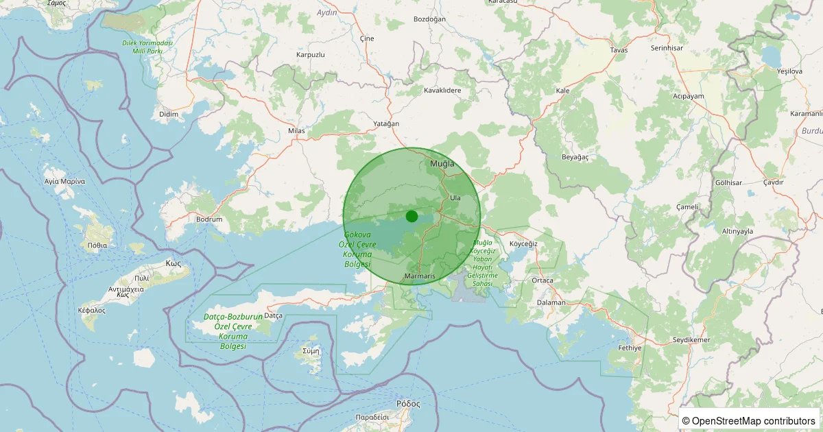 05 Ekim 2025 saat 08:59 - Menteşe - Kıran - 2.60ml depreminin harita gösterimi