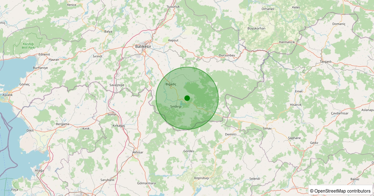 03 Kasım 2025 saat 11:14 - Sındırgı - Umurlar - 1.30ml depreminin harita gösterimi