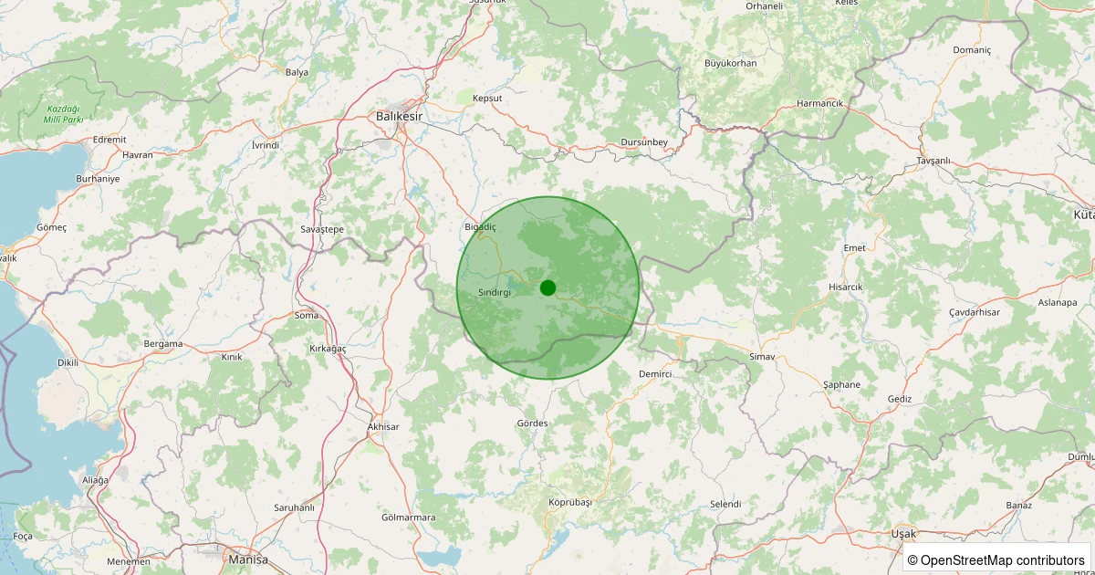 03 Kasım 2025 saat 11:30 - Sındırgı - Osmanlar - 1.80ml depreminin harita gösterimi