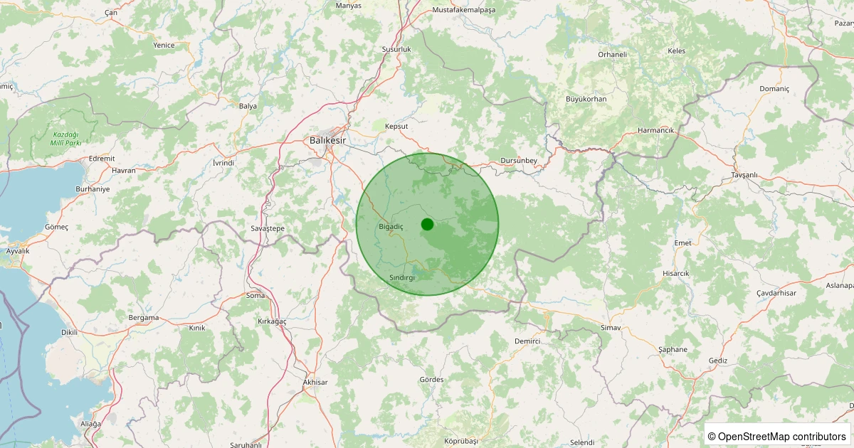 03 Kasım 2025 saat 11:08 - Bigadiç - Adalı - 1.20ml depreminin harita gösterimi