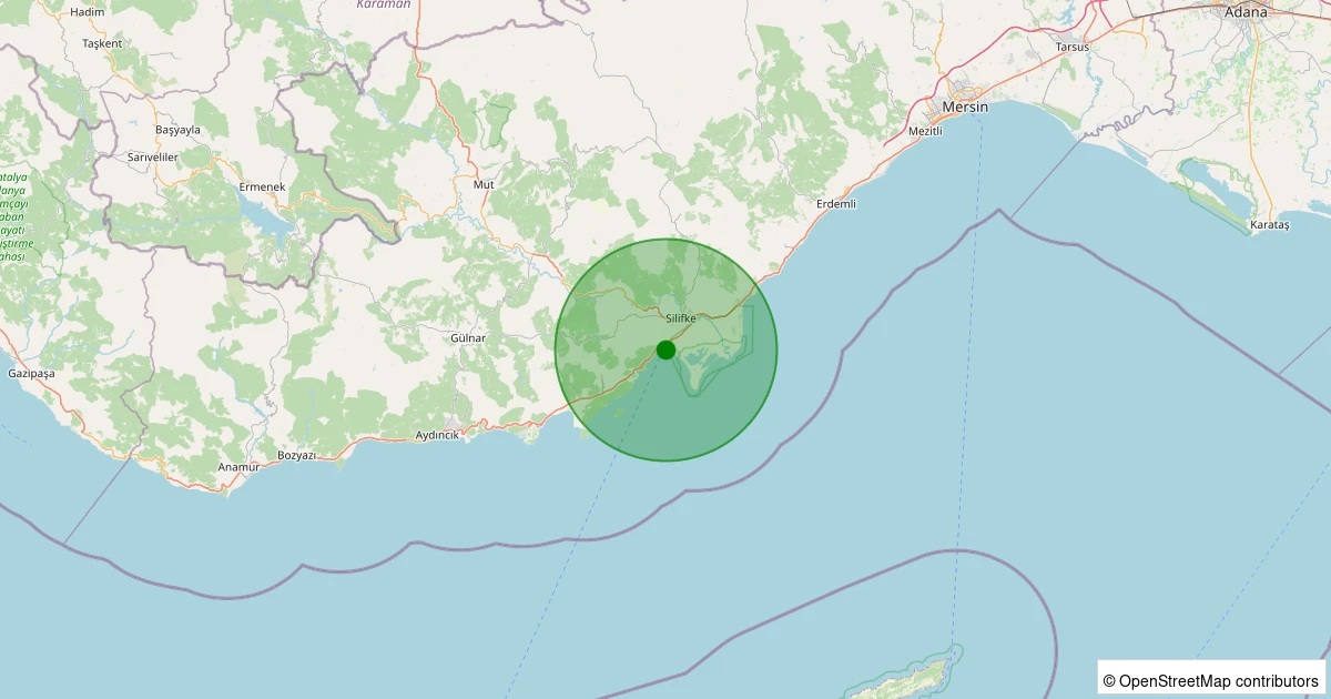 03 Kasım 2025 saat 11:50 - TASUCU-SILIFKE - 0.70ml depreminin harita gösterimi