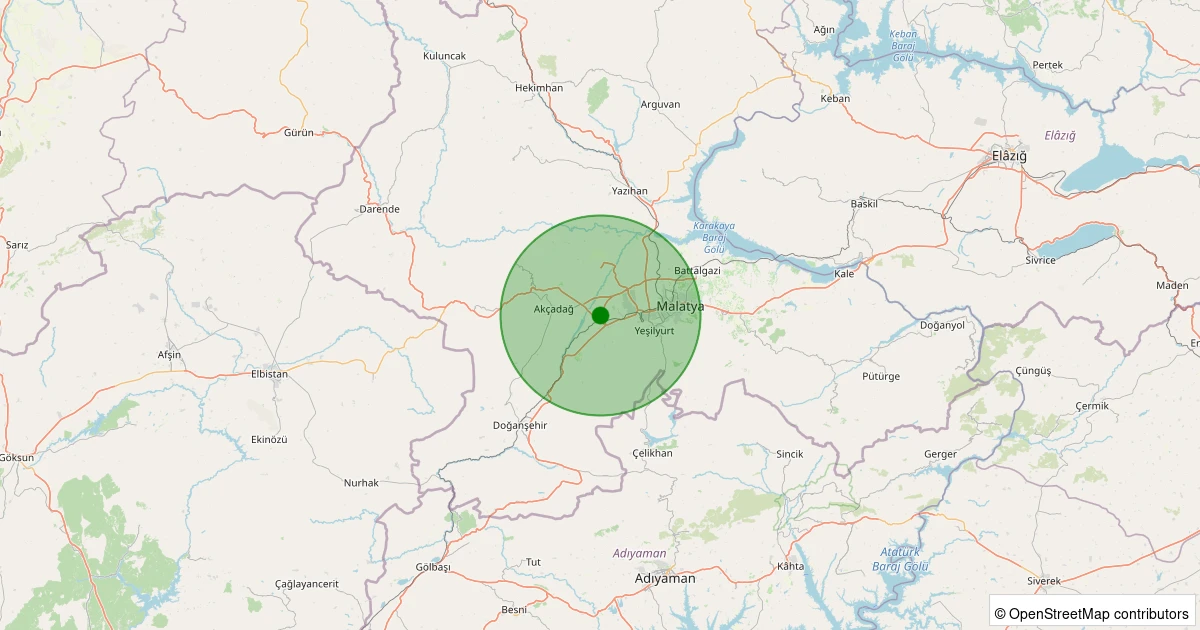 03 Kasım 2025 saat 12:52 - Akçadağ - Karanlıkdere - 1.40ml depreminin harita gösterimi
