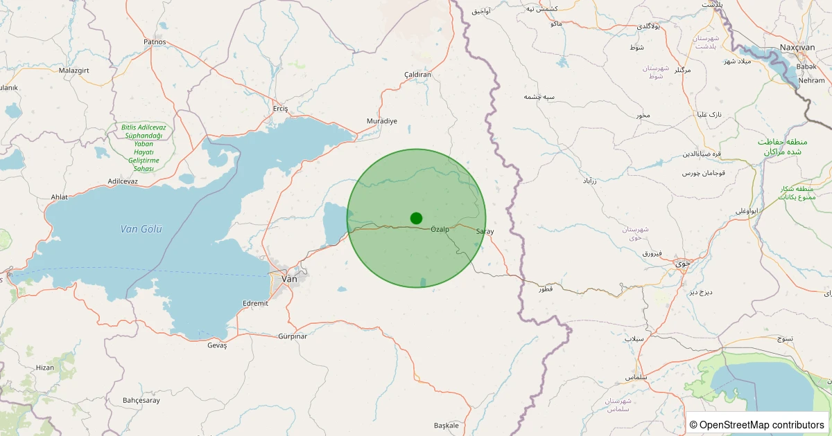 03 Kasım 2025 saat 13:01 - Özalp - Savatlı - 2.10ML depreminin harita gösterimi