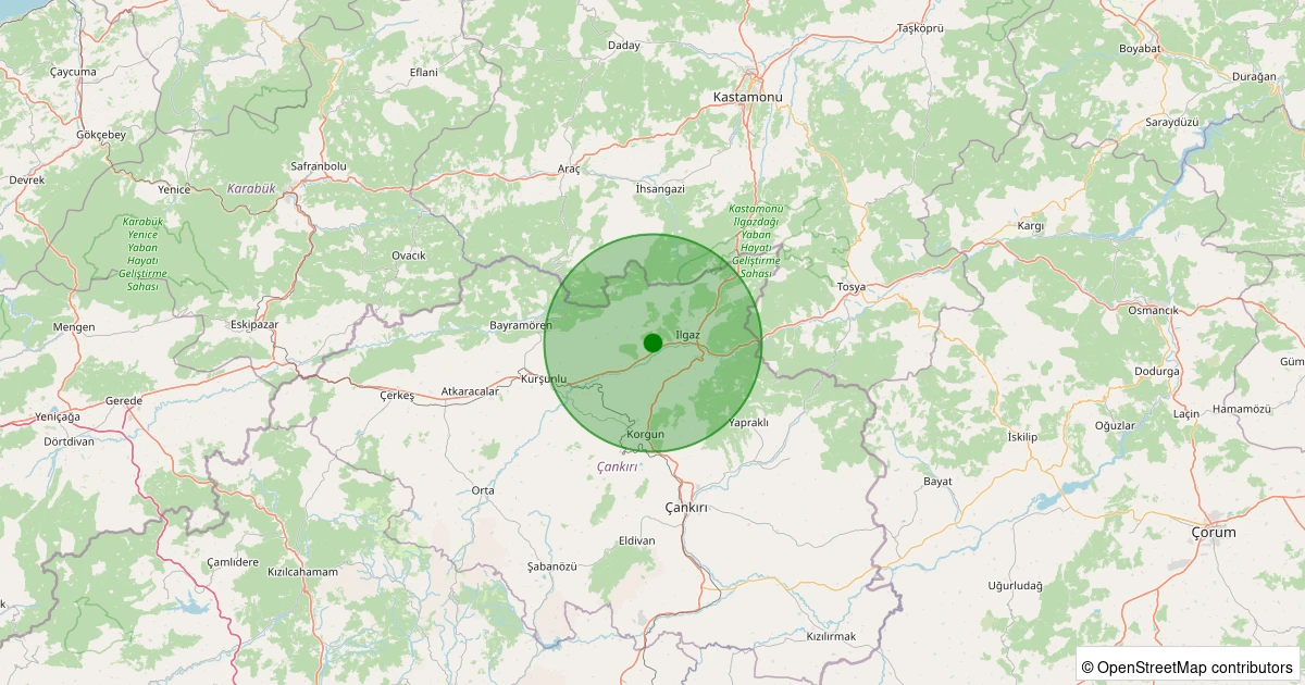 03 Kasım 2025 saat 13:37 - Ilgaz - Ömerli Köyü - 1.40ML depreminin harita gösterimi