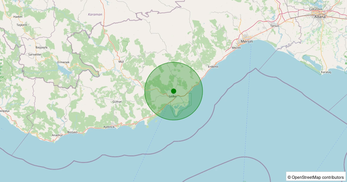 03 Kasım 2025 saat 11:45 - Silifke - Demircili - 1.30ML depreminin harita gösterimi