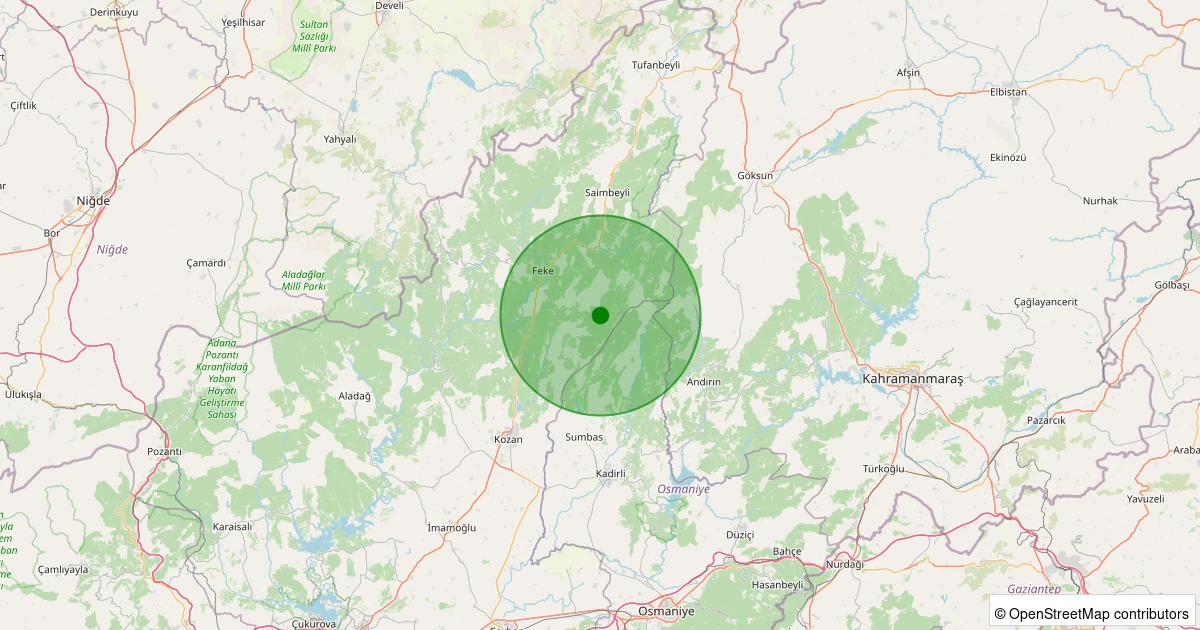 03 Kasım 2025 saat 13:37 - Kozan - Akçalıuşağı - 1.60ml depreminin harita gösterimi
