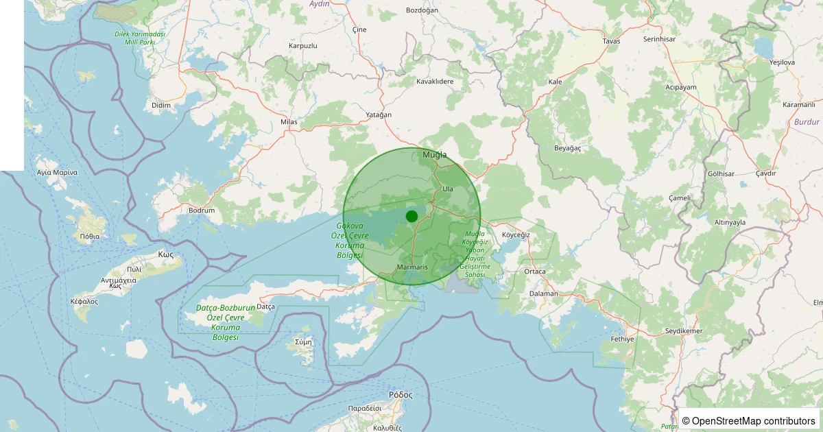 18 Ağustos 2025 saat 08:05 - Marmaris - 1.60ml depreminin harita gösterimi