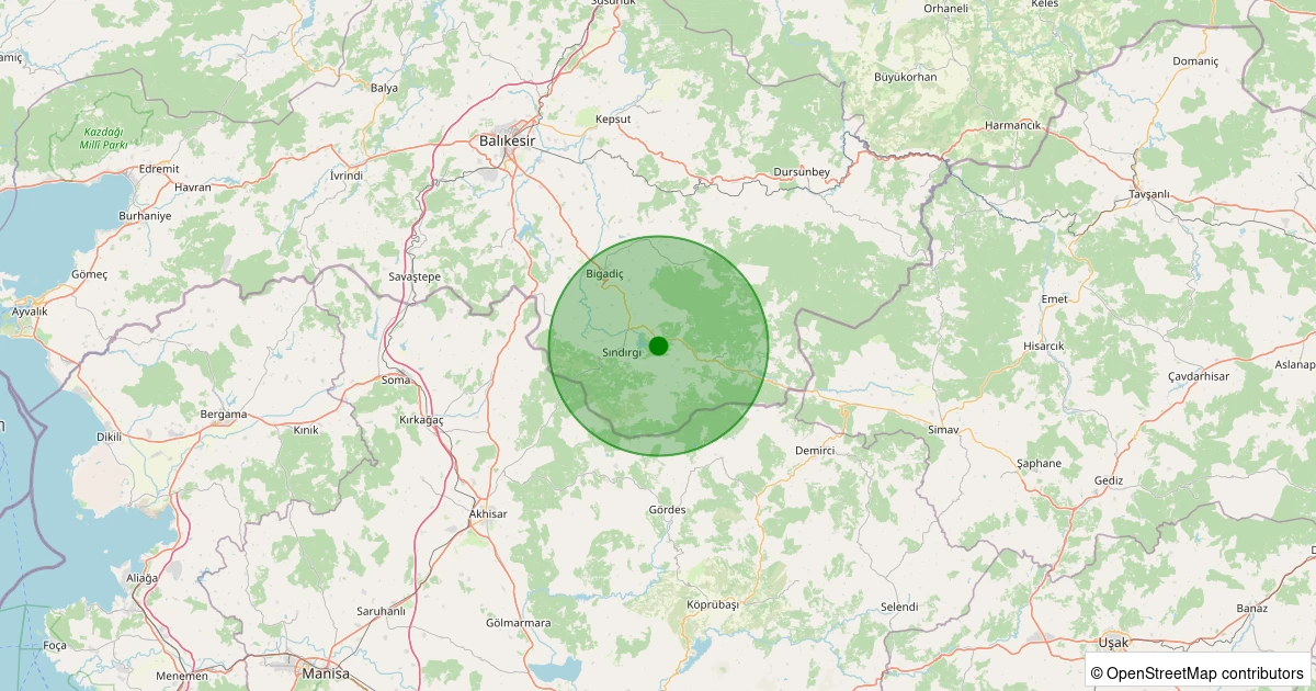 18 Ağustos 2025 saat 06:12 - Sındırgı - Danaçayır - 1.50ml depreminin harita gösterimi