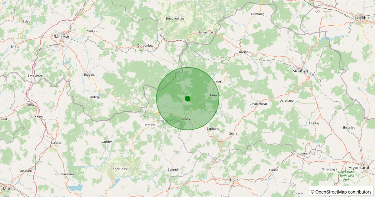 05 Ekim 2025 saat 00:56 - Simav - Yemişli Köyü - 1.60ml depreminin harita gösterimi