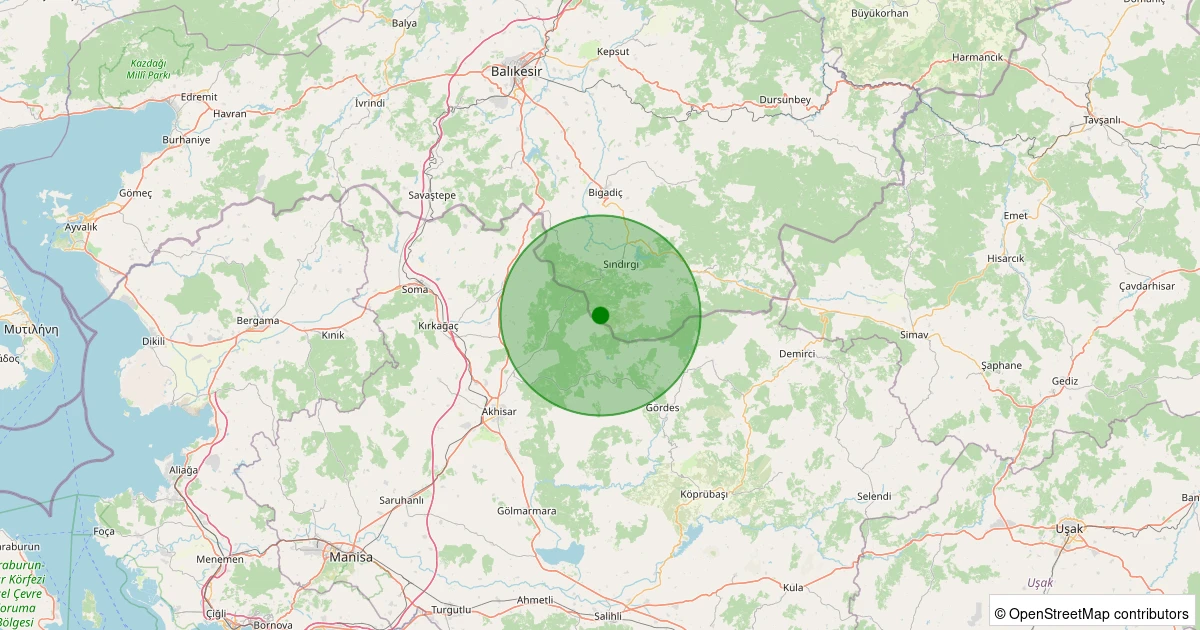 17 Ağustos 2025 saat 22:23 - Sındırgı - 1.60ml depreminin harita gösterimi