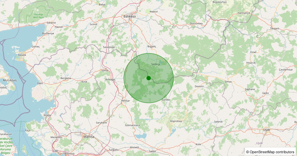 17 Ağustos 2025 saat 20:35 - Akhisar - Sağrakçı Köyü - 1.20ml depreminin harita gösterimi