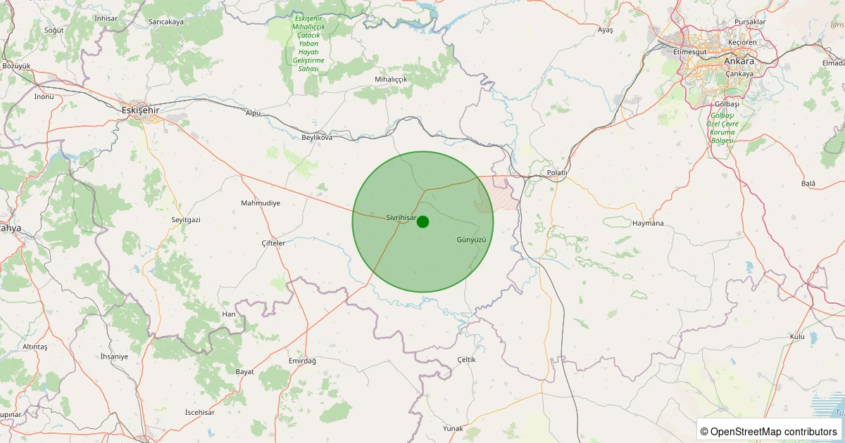 17 Ağustos 2025 saat 13:52 - Sivrihisar - Kurşunlu - 1.10ml depreminin harita gösterimi