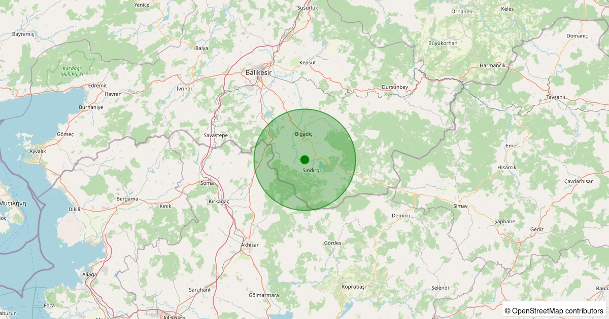 17 Ağustos 2025 saat 12:55 - Sındırgı - Karaağaç - 1.40ml depreminin harita gösterimi