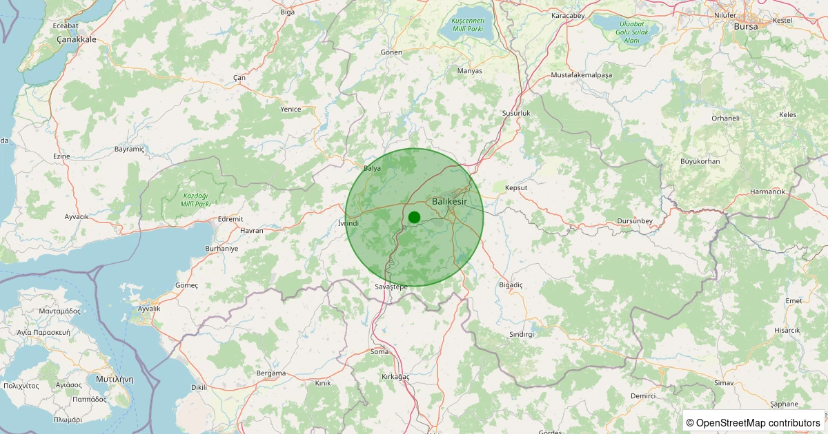 17 Ağustos 2025 saat 11:02 - Altıeylül - Küpeler - 1.90ml depreminin harita gösterimi