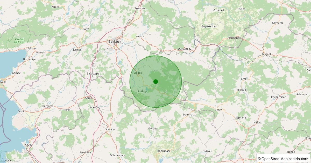 17 Ağustos 2025 saat 09:43 - Sındırgı - Umurlar - 1.60ml depreminin harita gösterimi