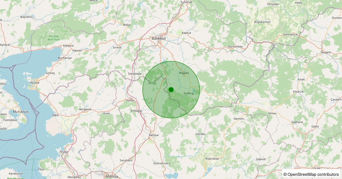 17 Ağustos 2025 saat 07:06 - Sındırgı - 1.80ml depreminin harita gösterimi