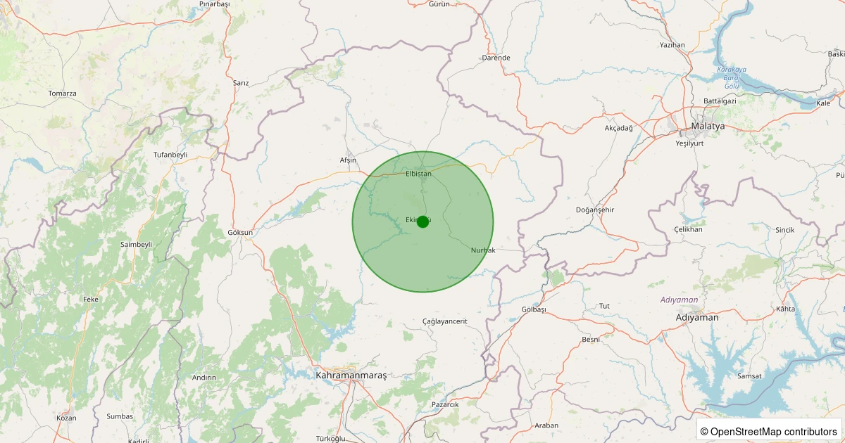 17 Ağustos 2025 saat 04:27 - Ekinözü - 1.60ml depreminin harita gösterimi