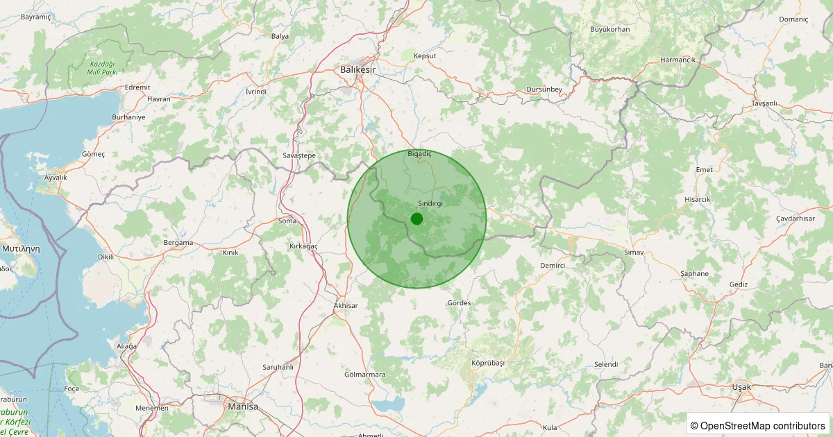 04 Ekim 2025 saat 22:31 - Sındırgı - Kertil - 1.40ml depreminin harita gösterimi