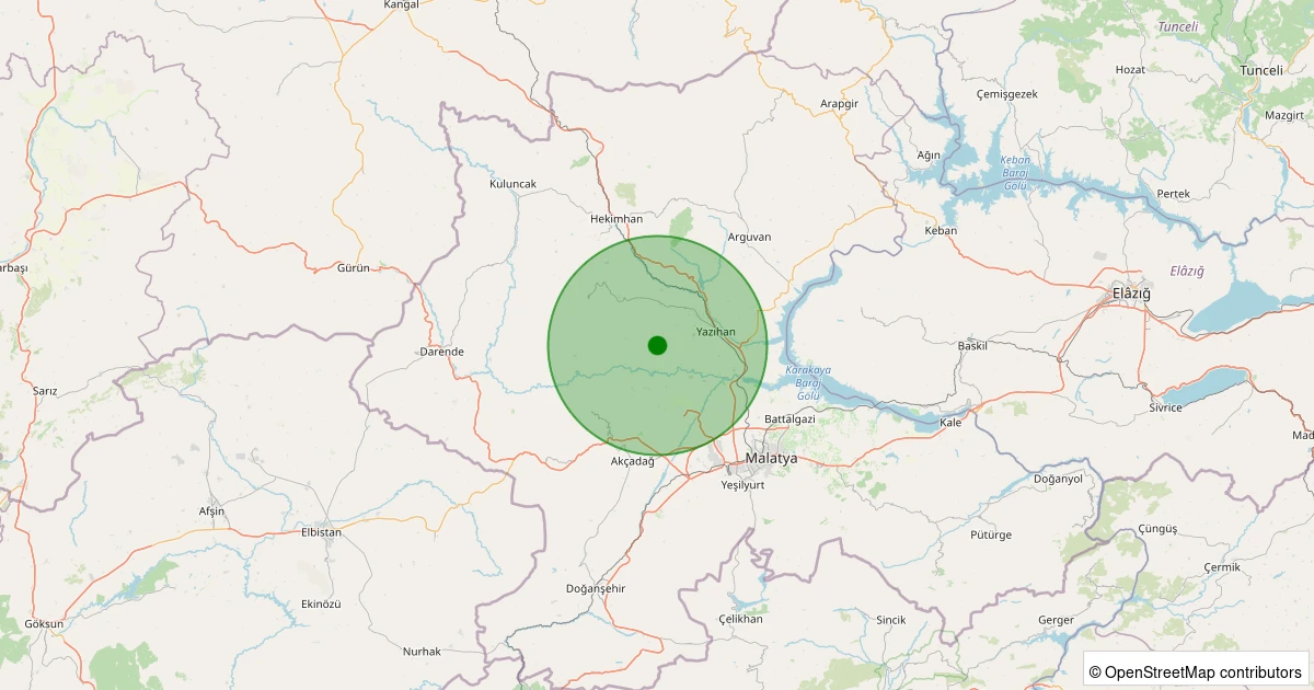 17 Ağustos 2025 saat 03:41 - Yazıhan - İriağaç - 1.30ml depreminin harita gösterimi