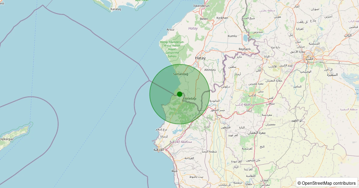 17 Ağustos 2025 saat 01:59 - Yayladağı - Denizgören Köyü - 1.80ml depreminin harita gösterimi