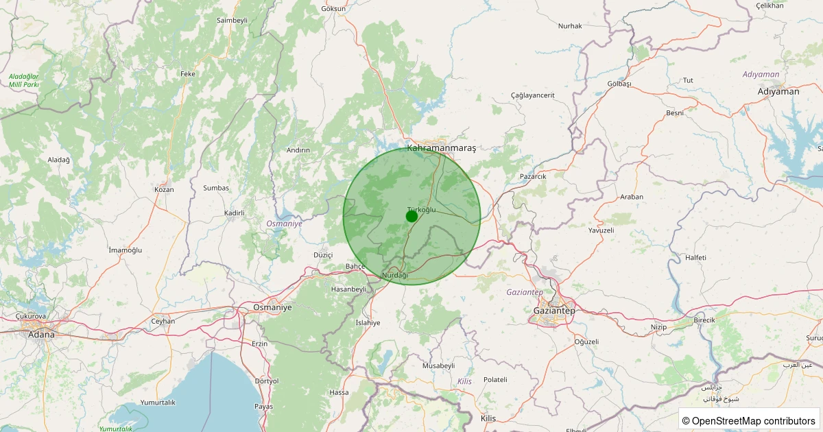 17 Ağustos 2025 saat 00:38 - Türkoğlu - Türkoğlu(Merkez) - 1.20ml depreminin harita gösterimi