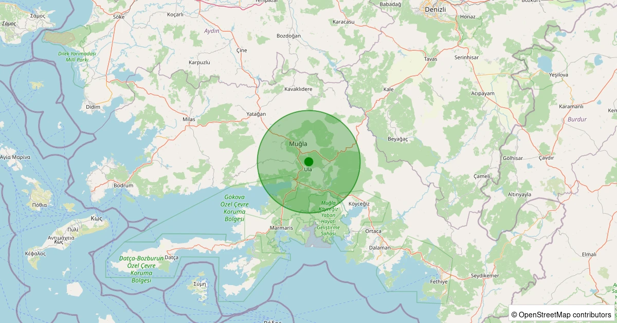 17 Ağustos 2025 saat 00:38 - Menteşe - Cedit - 1.30ml depreminin harita gösterimi