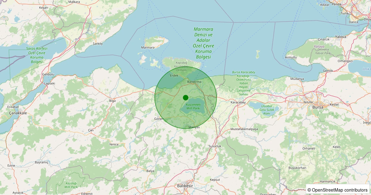 16 Ağustos 2025 saat 23:11 - Bandırma - Çepni - 1.90ml depreminin harita gösterimi