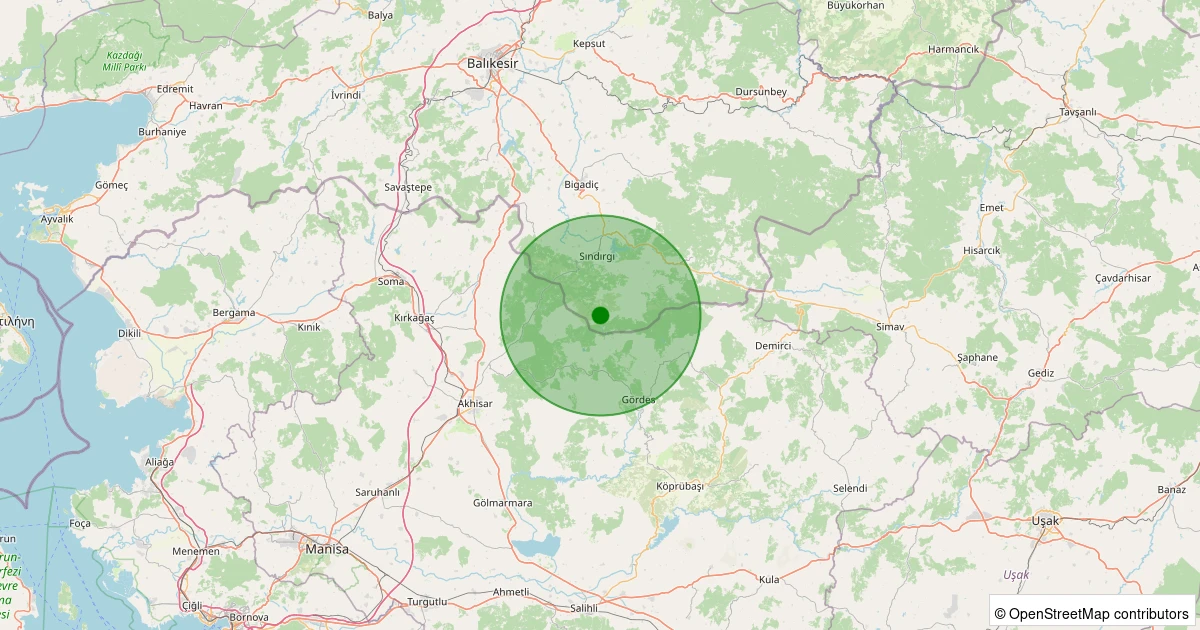 16 Ağustos 2025 saat 21:35 - Sındırgı - Kınık - 1.40ml depreminin harita gösterimi