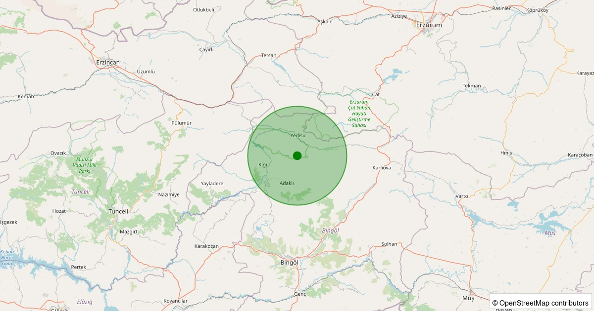 03 Kasım 2025 saat 10:20 - Adaklı - Güngörsün - 1.70ml depreminin harita gösterimi