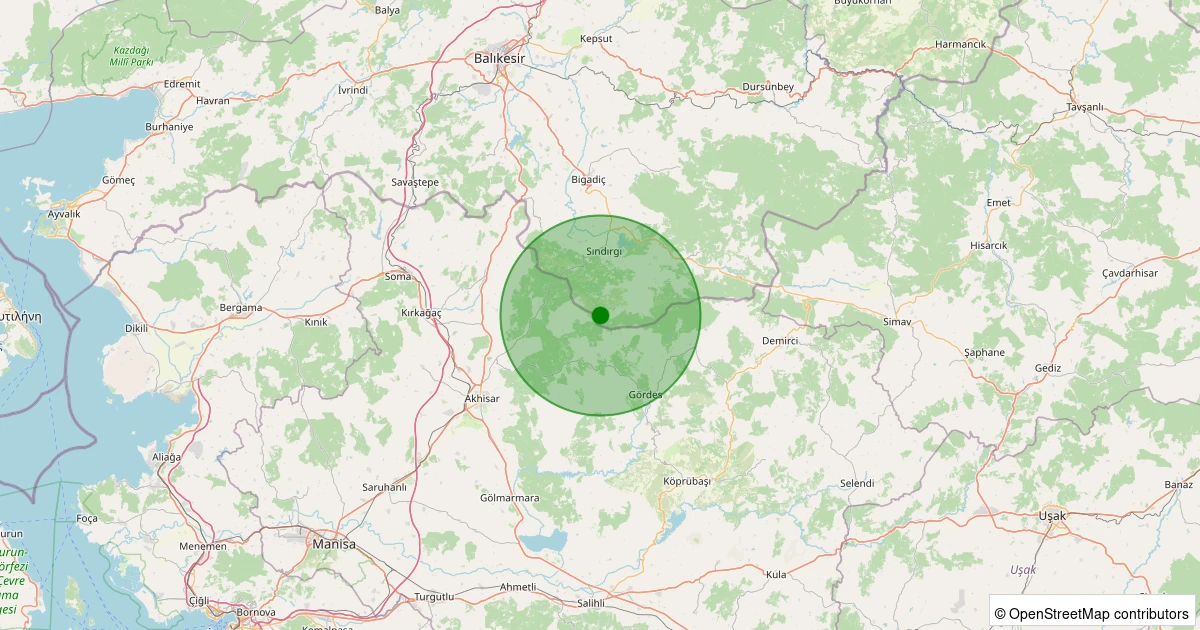 03 Kasım 2025 saat 03:05 - Sındırgı - Kınık - 1.60ml depreminin harita gösterimi