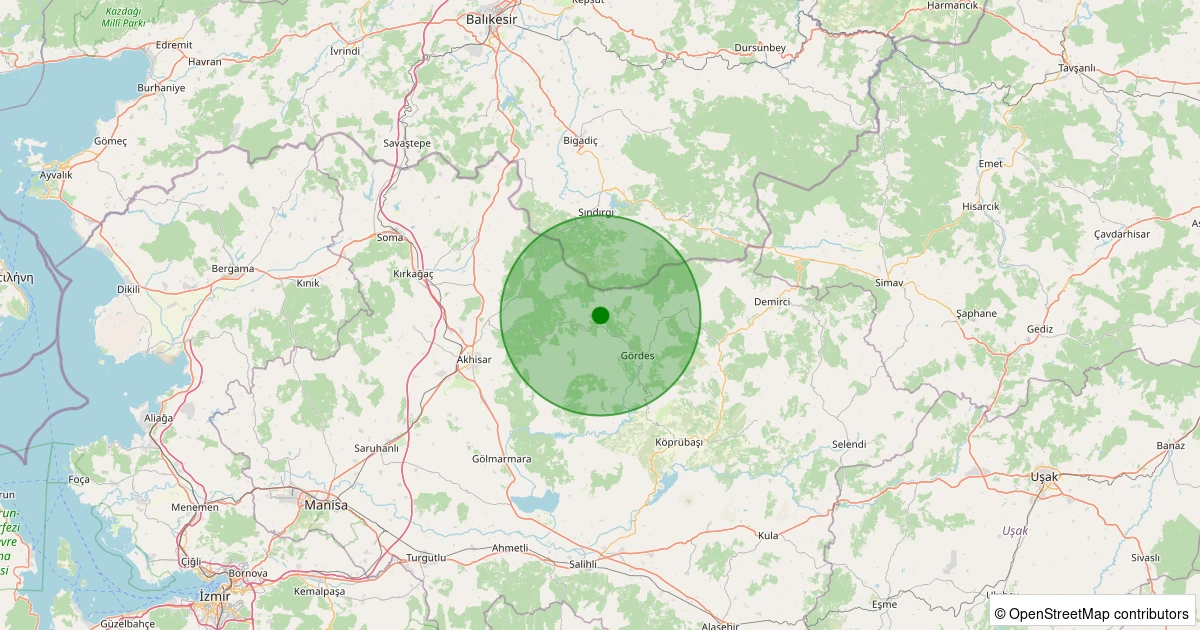 02 Kasım 2025 saat 07:10 - Gördes - Kalemoğlu - 1.50ml depreminin harita gösterimi