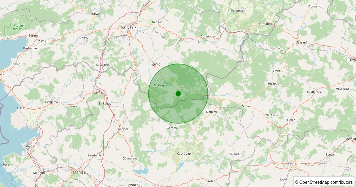 02 Kasım 2025 saat 05:15 - Sındırgı - Büyükdağdere - 1.20ml depreminin harita gösterimi