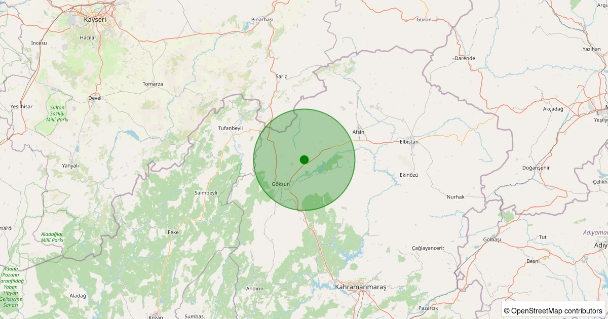 03 Kasım 2025 saat 15:52 - Göksun - Yeniyapan - 2.30ml depreminin harita gösterimi