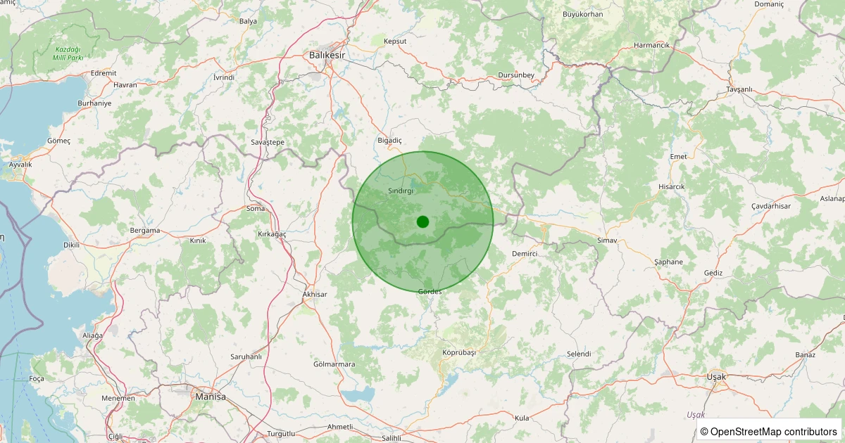 03 Kasım 2025 saat 15:56 - Sındırgı - Yüreğil/Yeni - 1.70ml depreminin harita gösterimi