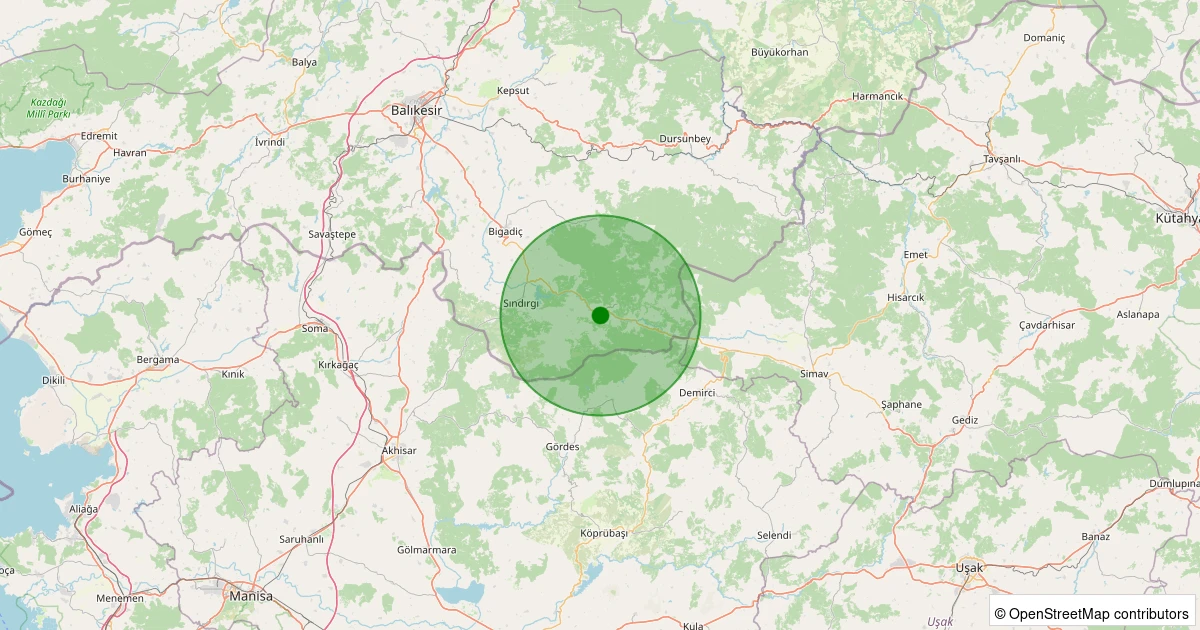 03 Kasım 2025 saat 16:07 - Sındırgı - Çıkrıkçı - 1.70ml depreminin harita gösterimi