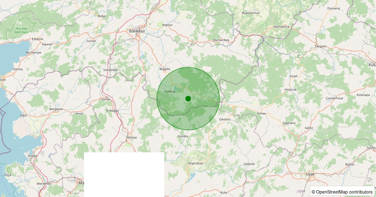 03 Kasım 2025 saat 16:46 - Sındırgı - Büyükdağdere - 1.80ml depreminin harita gösterimi