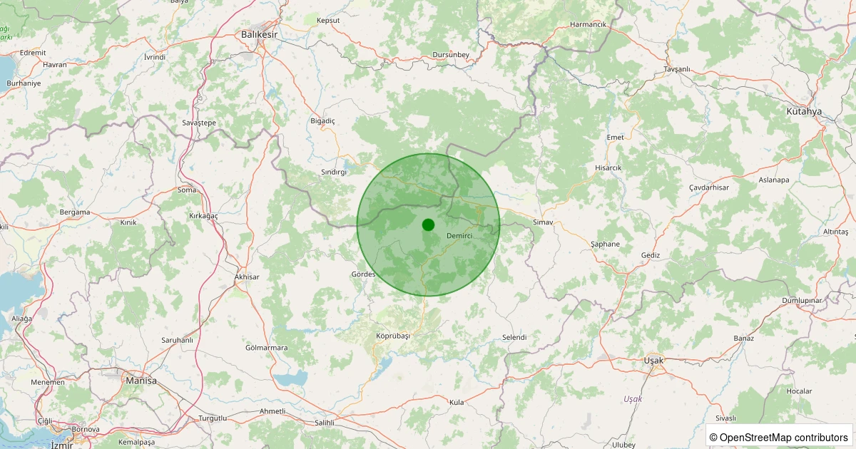 03 Kasım 2025 saat 16:37 - Demirci - Rahmanlar - 1.50ML depreminin harita gösterimi