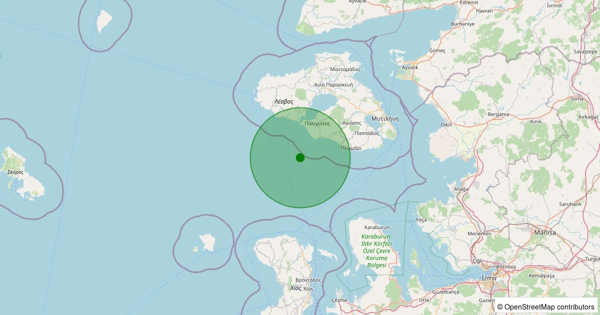 03 Kasım 2025 saat 17:12 - Ege Denizi - [41.36 km] Karaburun (İzmir) - 1.50ML depreminin harita gösterimi