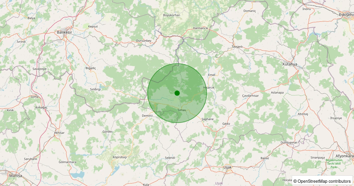 03 Kasım 2025 saat 18:57 - Simav - Hamzabey - 1.20ml depreminin harita gösterimi