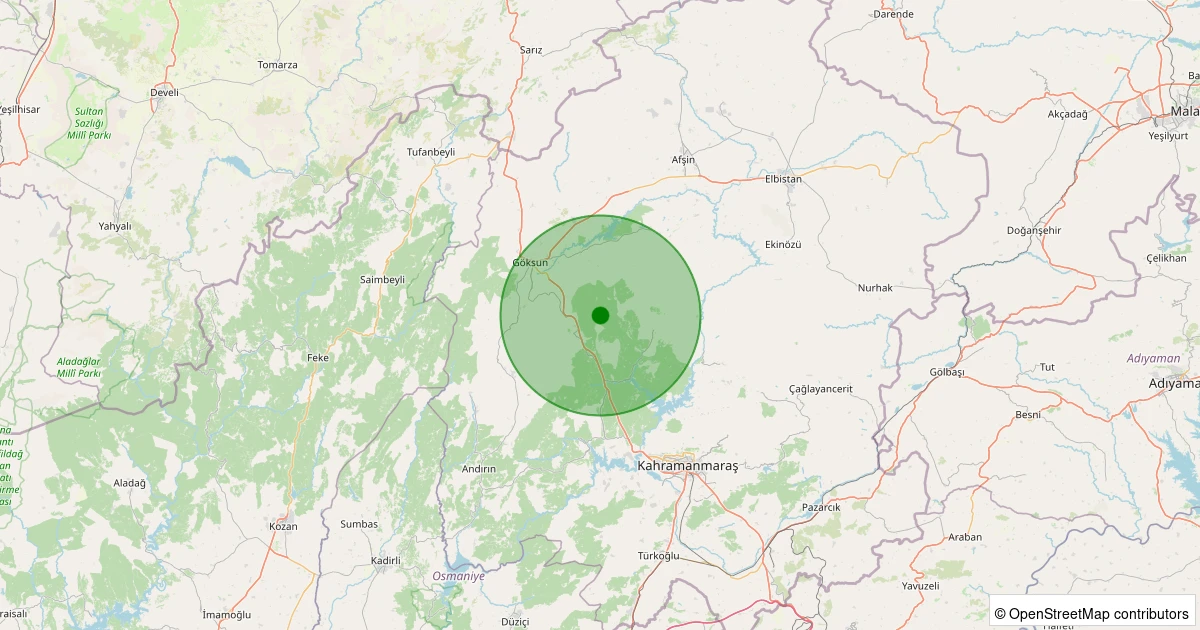 03 Kasım 2025 saat 19:17 - Onikişubat - Şahinkayası Kurtuluş - 2.00ML depreminin harita gösterimi
