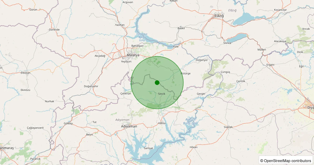 08 Ekim 2025 saat 07:11 - Sincik - Arıkonak Köyü - 2.00ML depreminin harita gösterimi