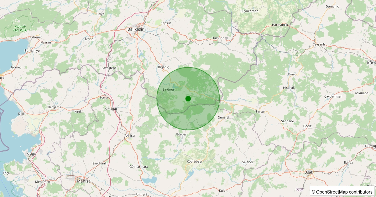03 Kasım 2025 saat 21:11 - Sındırgı - Büyükdağdere - 1.50ml depreminin harita gösterimi