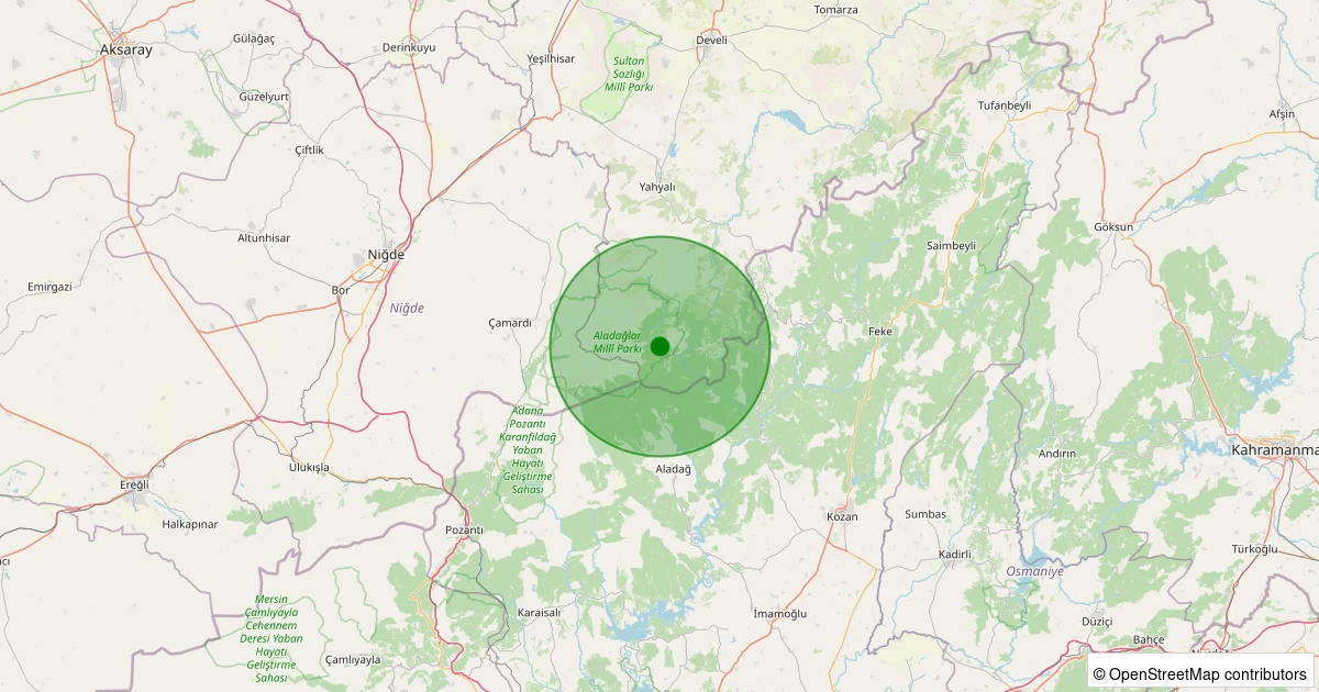03 Kasım 2025 saat 20:55 - Yahyalı - Kapuzbaşı - 1.30ml depreminin harita gösterimi